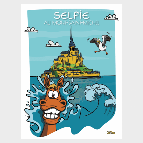 Affiche et Carte postale Selfie au Mont-Saint-Michel - Les Quétons