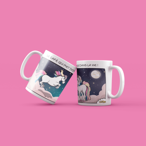 Le café qui met des paillettes dans la vie - Licornes - Mug Les Quétons