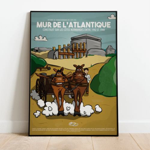 Affiche Construction du mur de l'Atlantique sur les côtes normandes entre 1942 et 1944 - Les Quétons