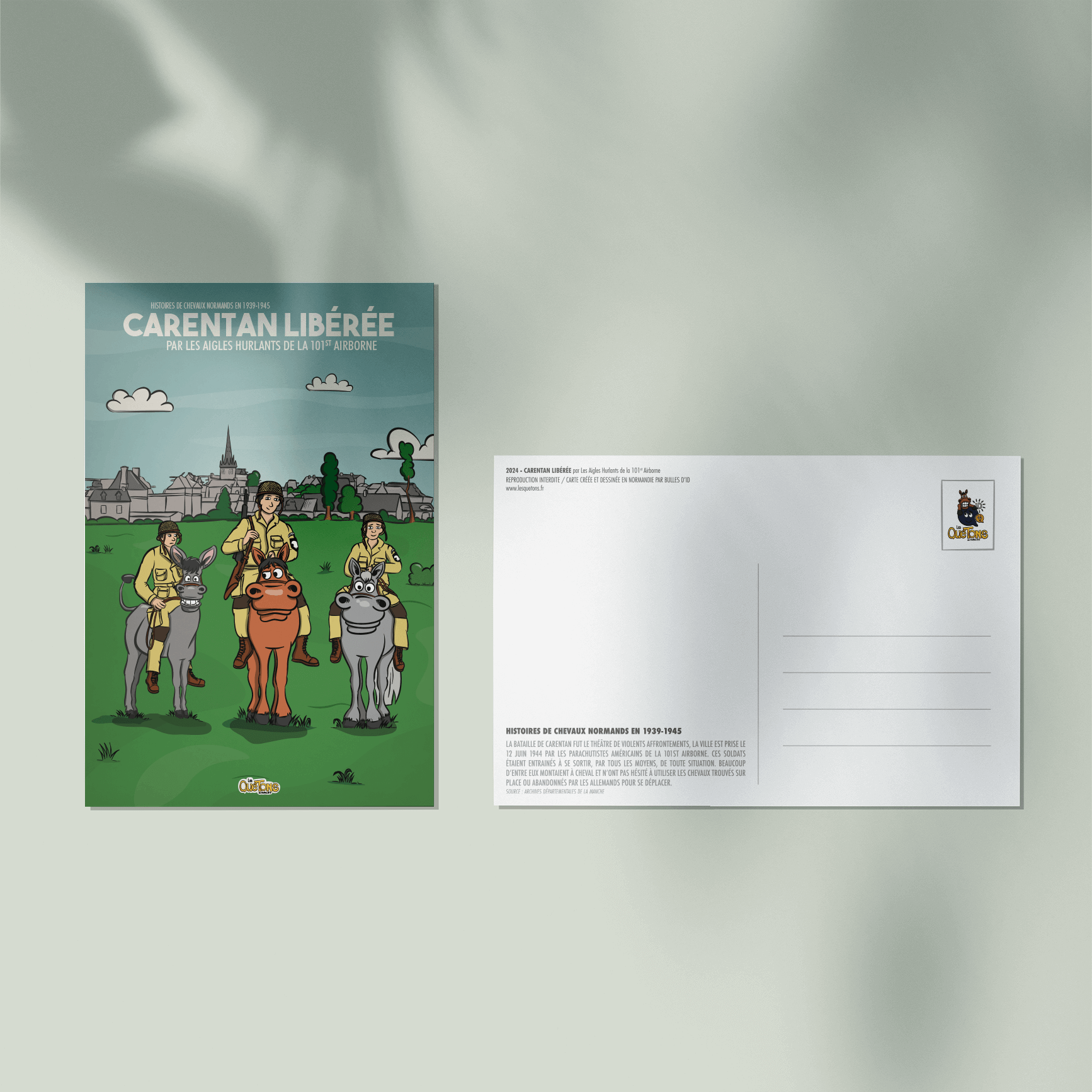 Carte postale Carentan libérée par les Aigles hurlants de la 101st Airborne - Les Quétons