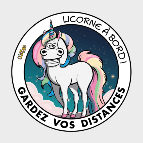 Sticker Les Quétons Licorne à bord